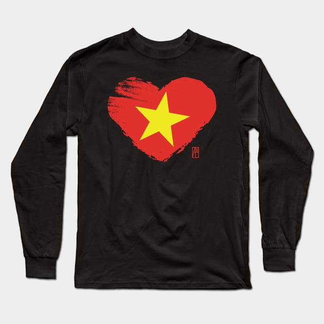 I love my country. I love Vietnam. I am a patriot. In my heart, there is always the flag of Vietnam Long Sleeve T-Shirt by ArtProjectShop